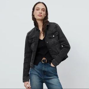 Zara NWT Black Denim Jacket